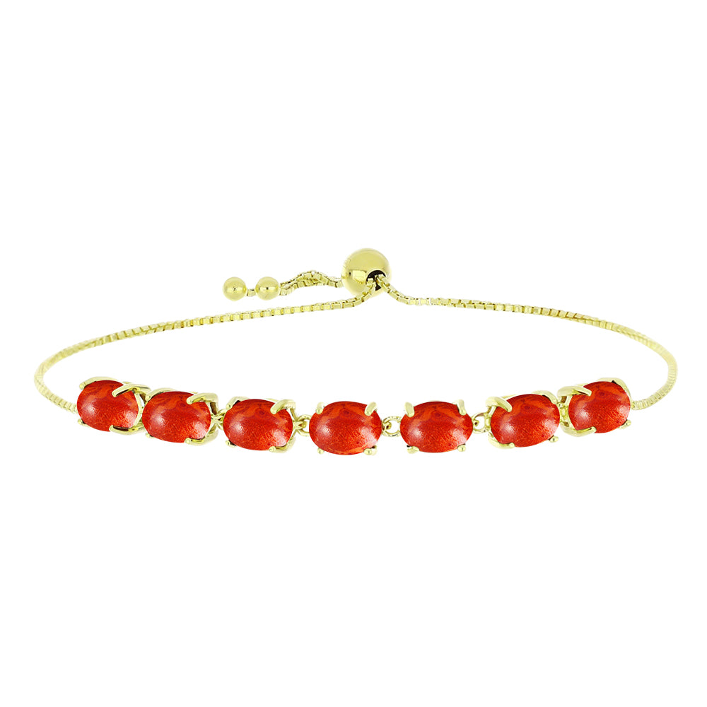 Pulsera de Plata Bañada en Oro con Coral de Esponja Roja 1