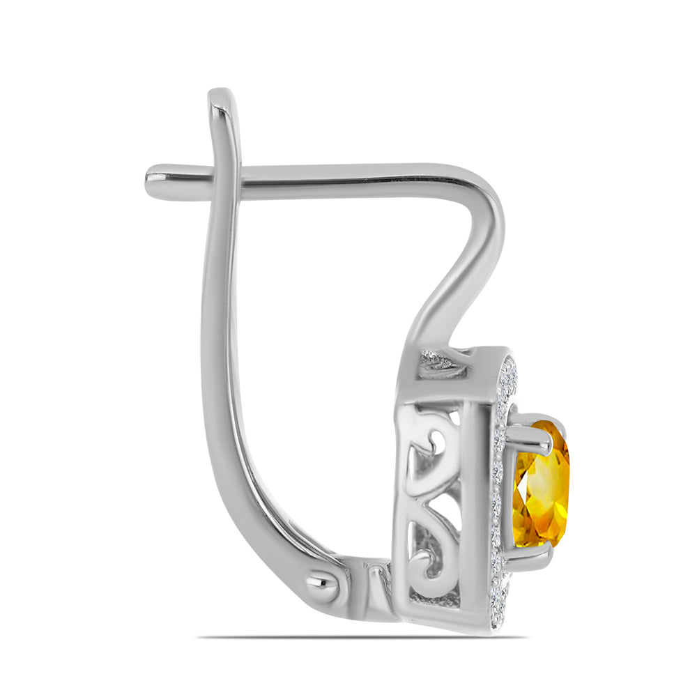 Pendientes de Plata con Citrino de los Montes Urales y Topacio Blanco