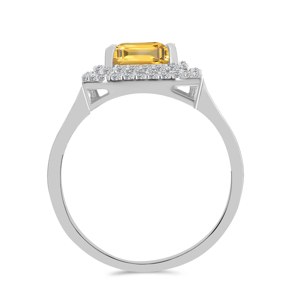 Anillo de Plata con Citrino de los Montes Urales y Topacio Blanco