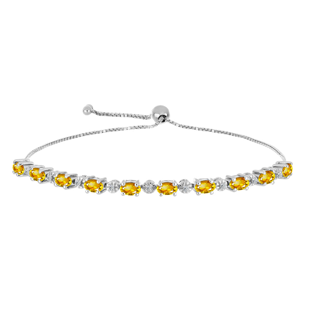 Pulsera de Plata con Citrino de los Montes Urales y Topacio Blanco