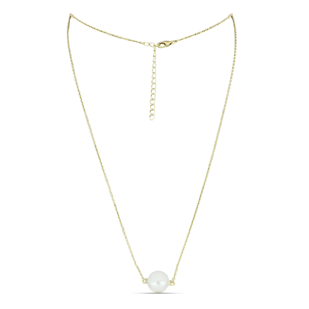 Collar de Plata Bañada en Oro con Perla blanca de agua dulce