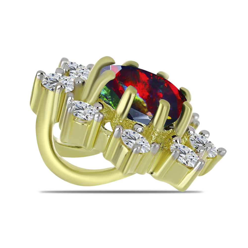 Colgante de Plata Bañada en Oro con Ópalo negro medianoche Lega Dembi de Ëtiopía y Topacio Blanco