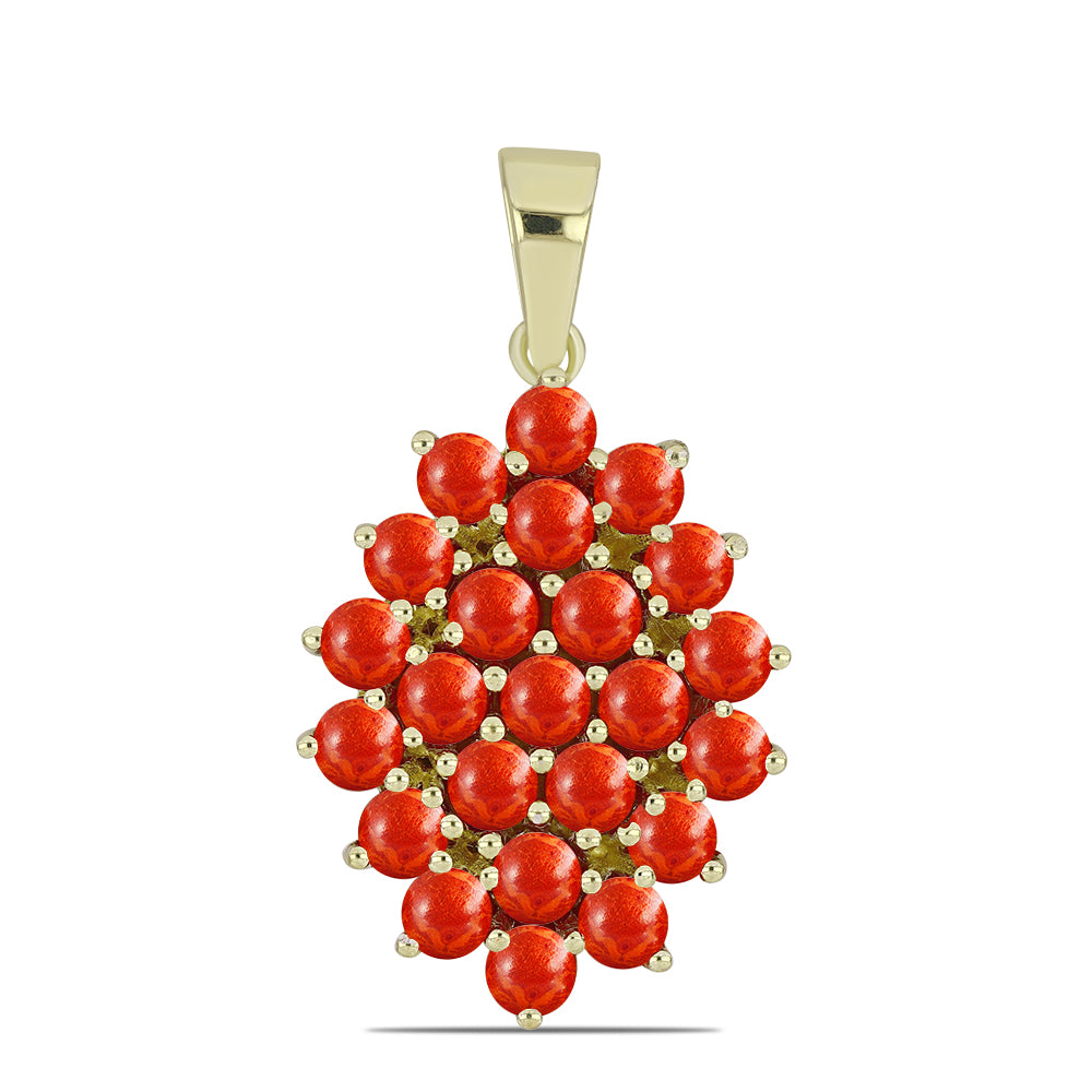 Colgante de Plata Bañada en Oro con Coral de Esponja Roja