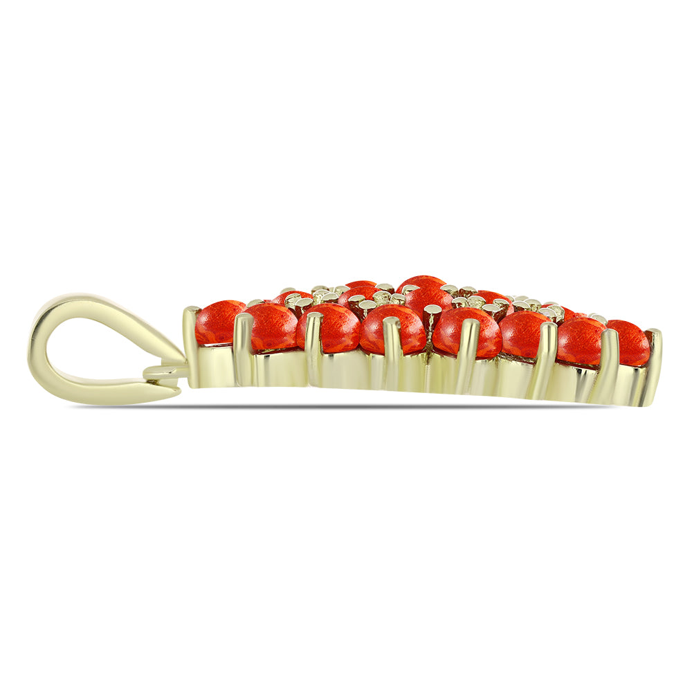 Colgante de Plata Bañada en Oro con Coral de Esponja Roja