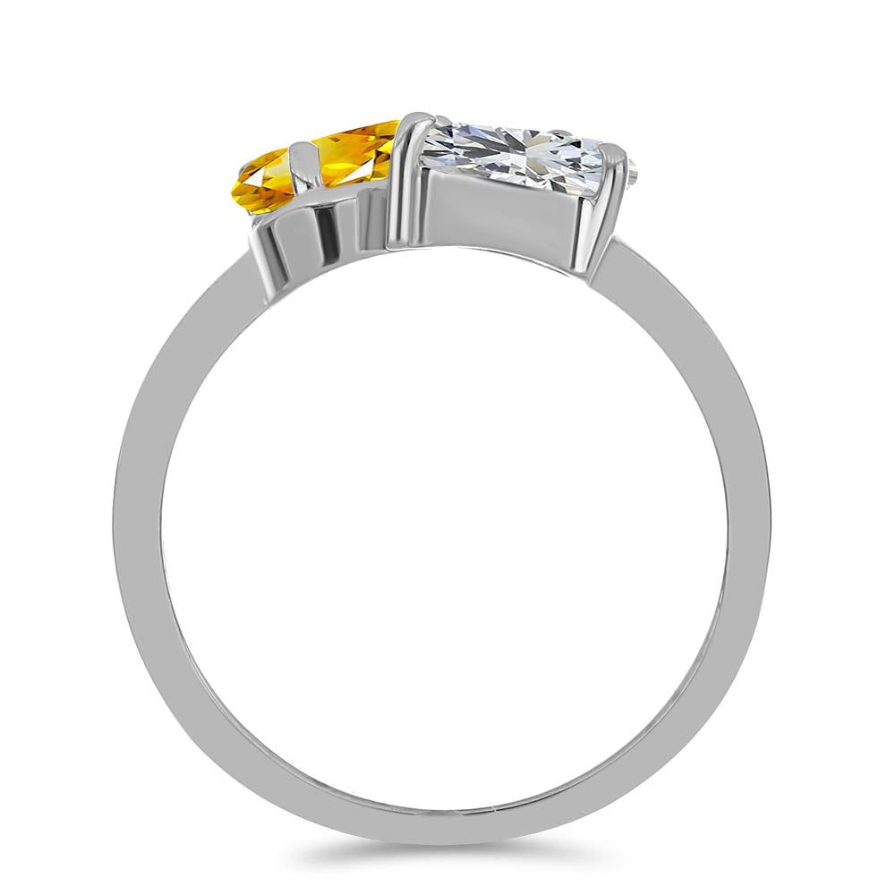 Anillo de Plata con Citrino de los Montes Urales y Topacio Blanco