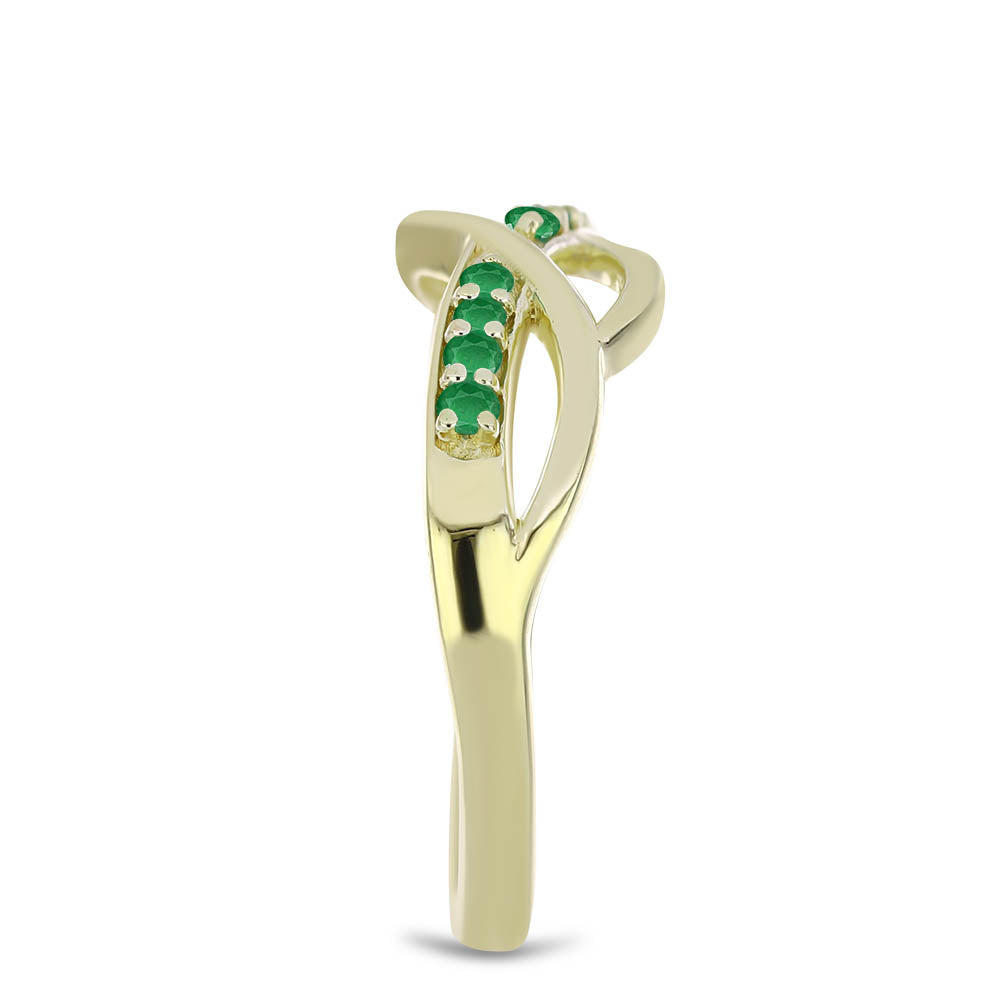 Anillo de Plata Bañada en Oro con Esmeralda de Zambia