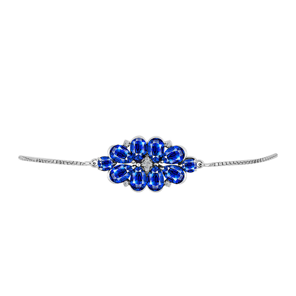 Pulsera de Plata con Zafiro Azul Australiano y Topacio Blanco