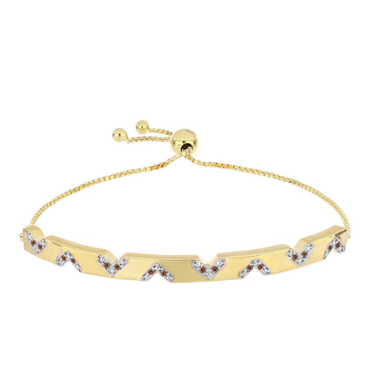 Pulsera de Plata Bañada en Oro con Diamante Cognac