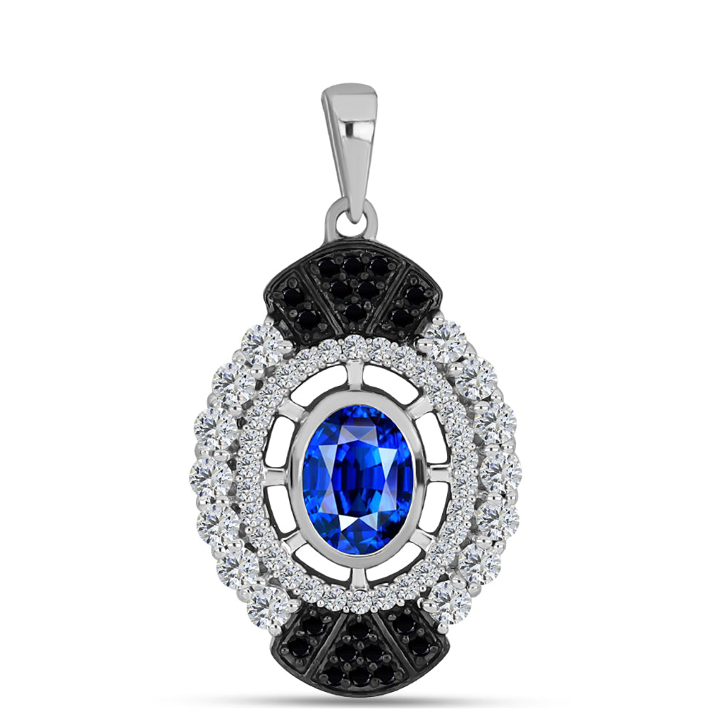 Colgante de Plata con Zafiro Azul Australiano y Topacio Blanco