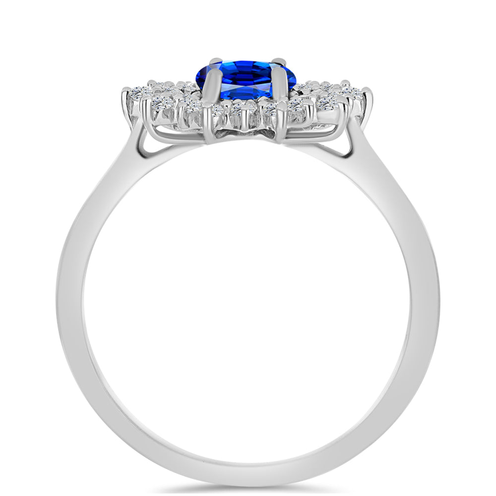 Anillo de Plata con Zafiro Azul Australiano y Topacio Blanco