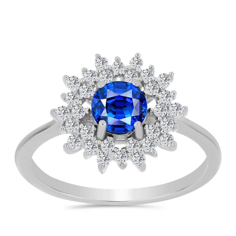 Anillo de Plata con Zafiro Azul Australiano y Topacio Blanco