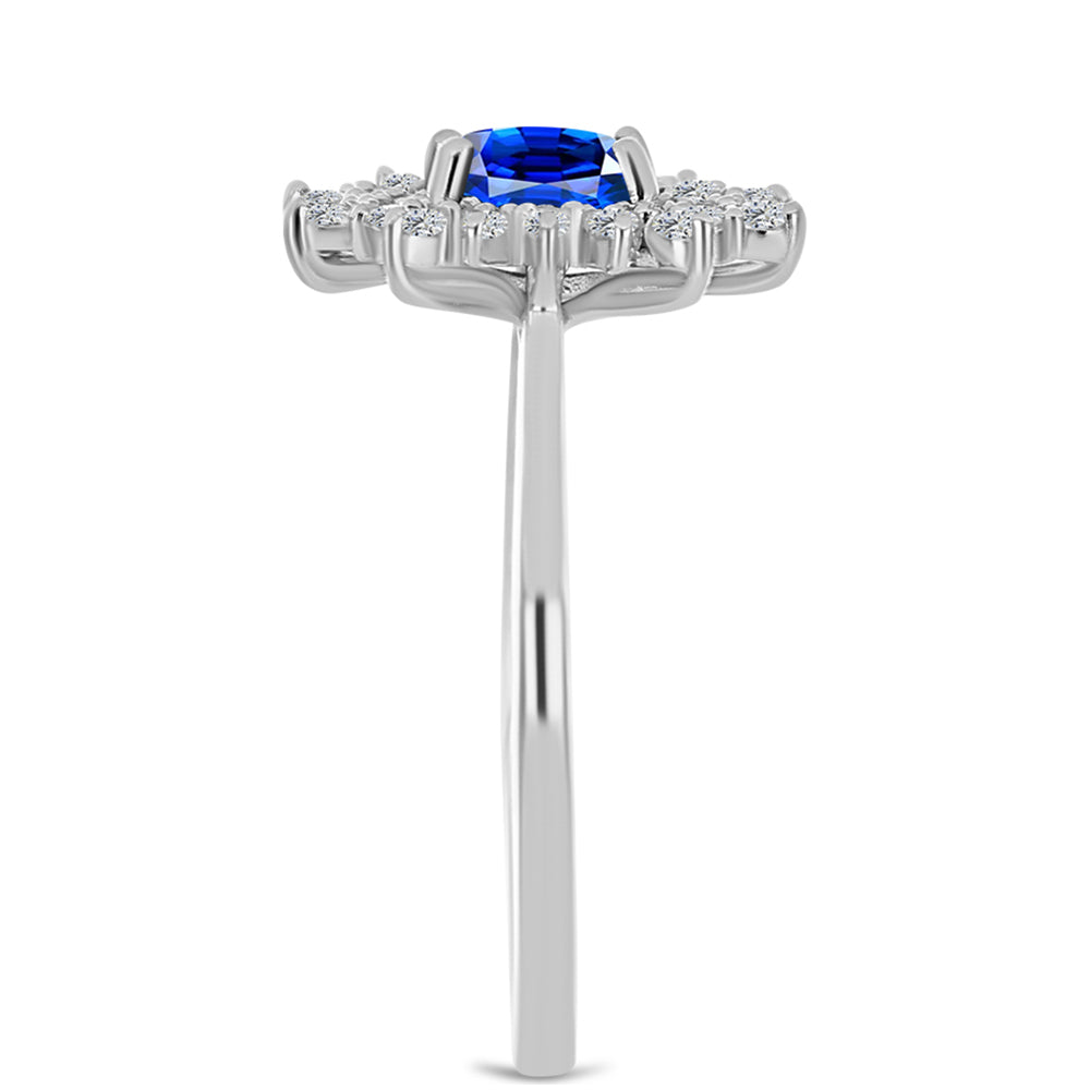 Anillo de Plata con Zafiro Azul Australiano y Topacio Blanco