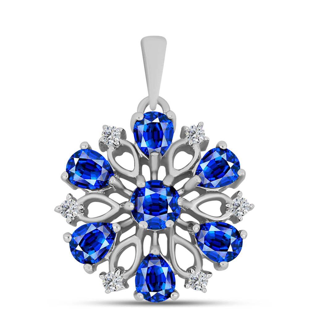 Colgante de Plata con Zafiro Azul Australiano y Topacio Blanco