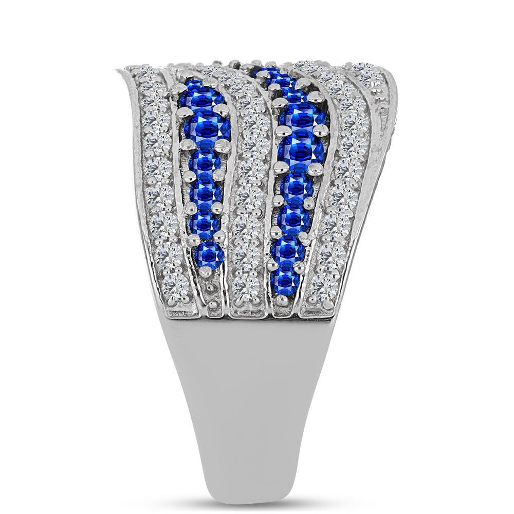 Anillo de Plata con Zafiro Azul Australiano y Topacio Blanco