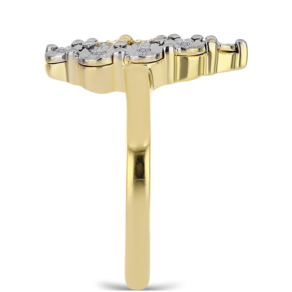 Anillo de Plata Bañada en Oro con Diamante Cognac y Topacio Blanco