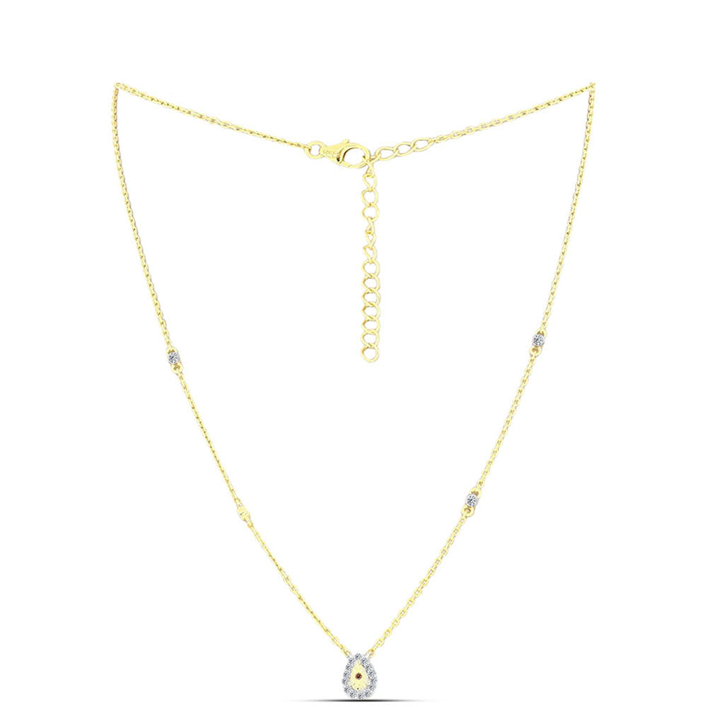 Collar de Plata Bañada en Oro con Diamante Cognac y Topacio Blanco