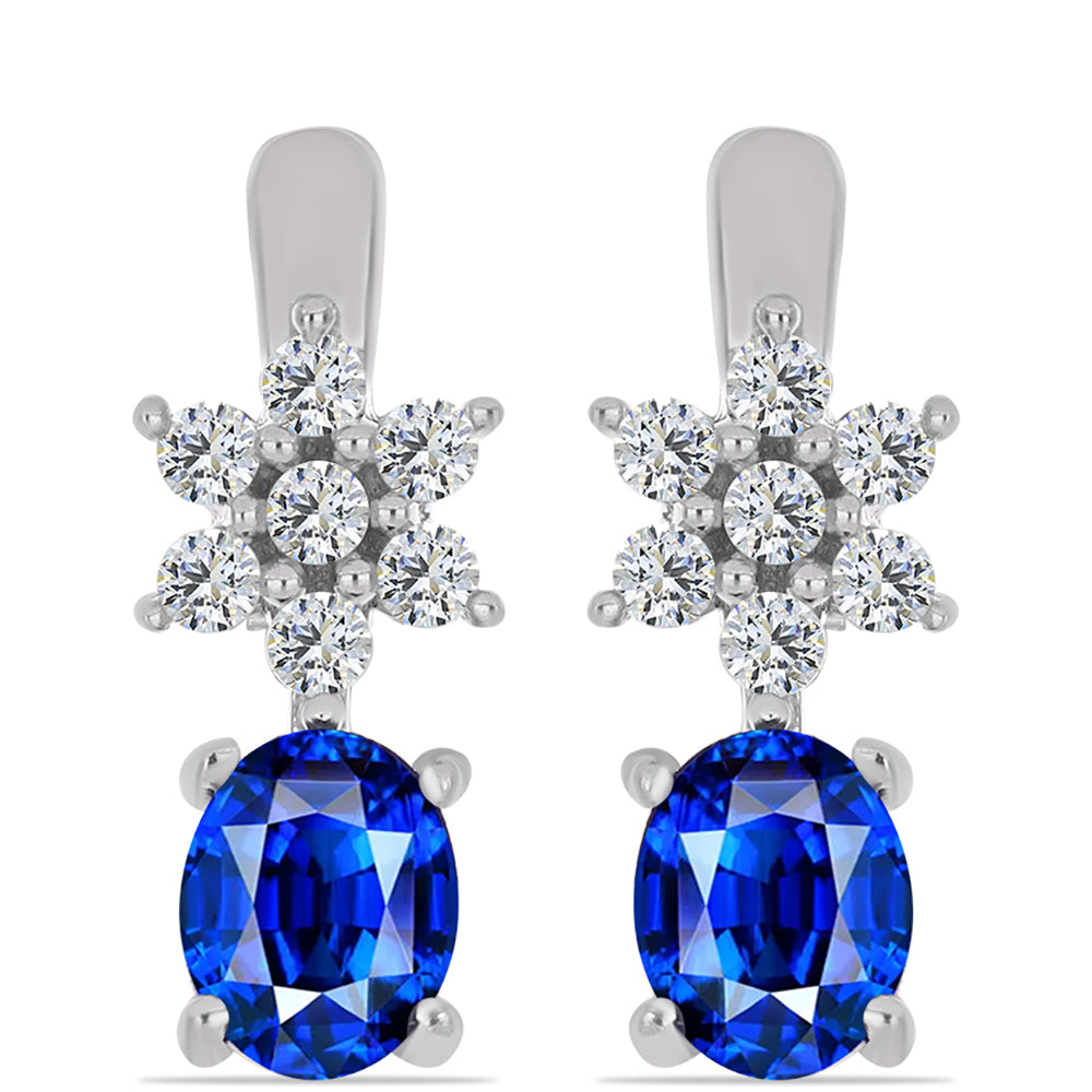 Pendientes de Plata con Zafiro Azul Australiano y Topacio Blanco