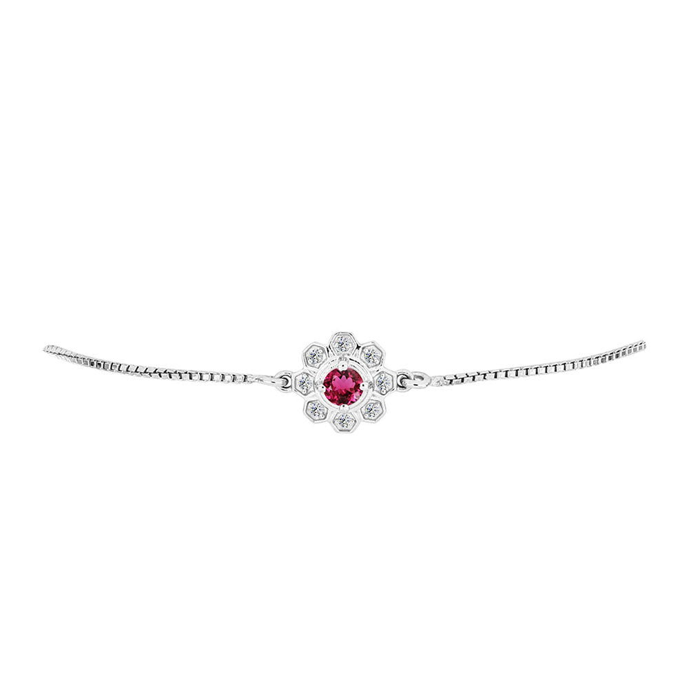 Pulsera de Plata con Rubelita de Cruzeiro y Topacio Blanco