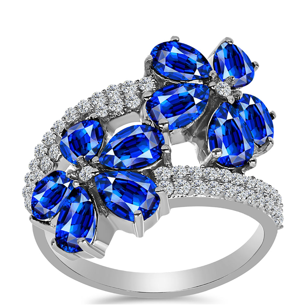 Anillo de Plata con Zafiro Azul Australiano y Topacio Blanco