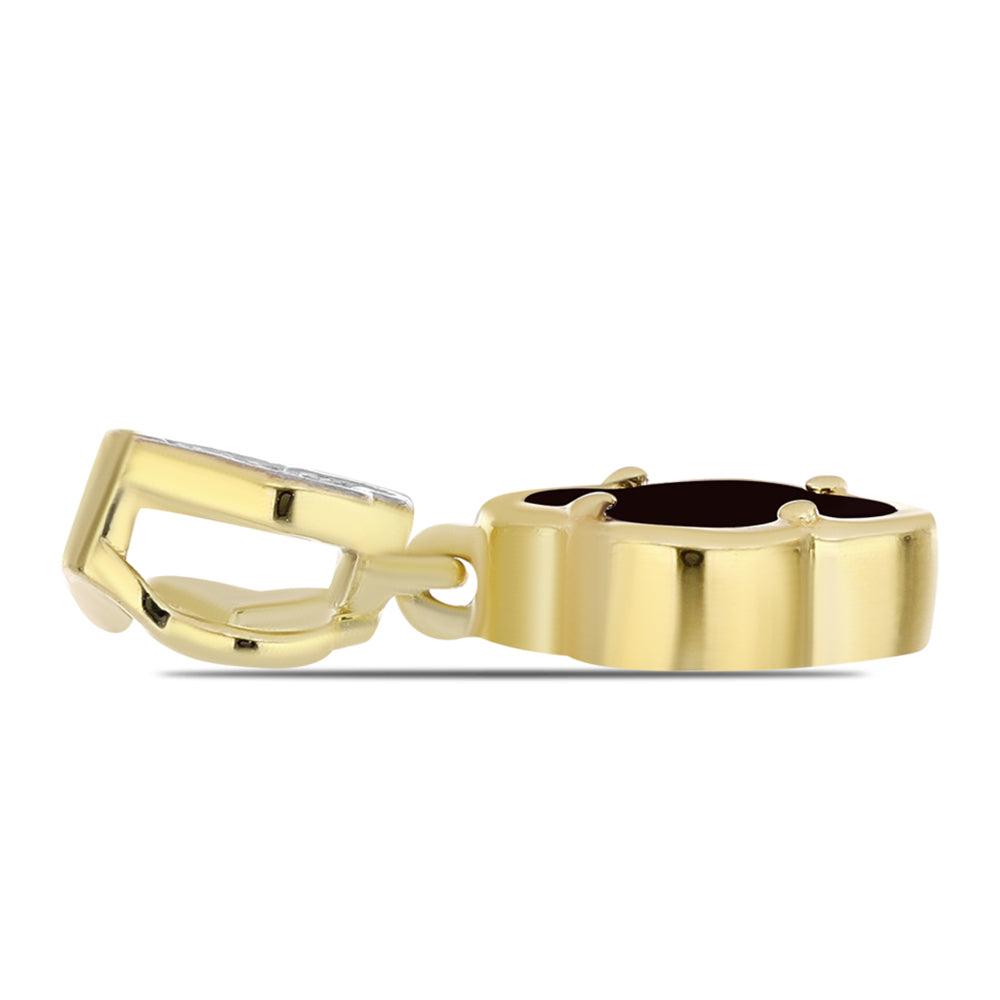 Colgante de Plata Bañada en Oro con Ónix Negro y Topacio Blanco