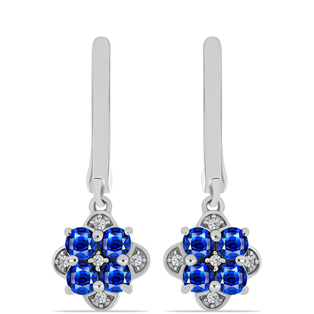 Pendientes de Plata con Zafiro Azul Australiano y Topacio Blanco