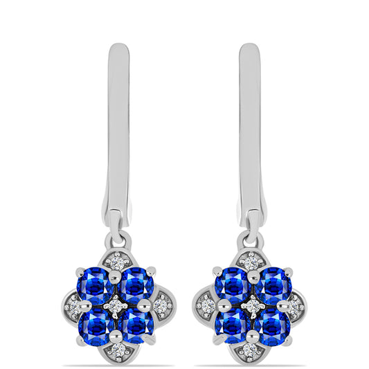 Pendientes de Plata con Zafiro Azul Australiano y Topacio Blanco