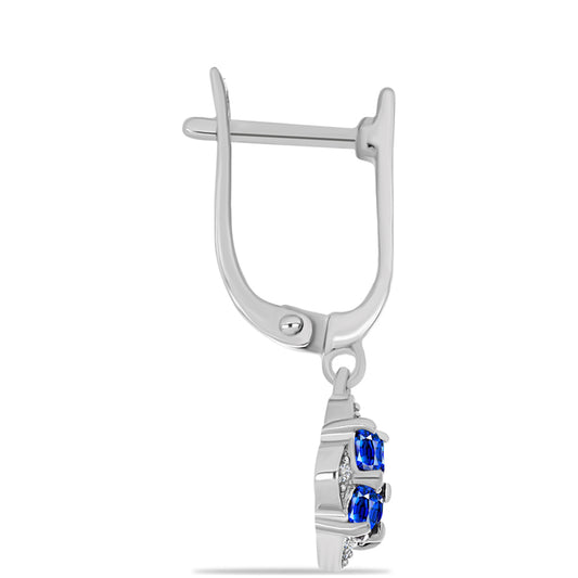 Pendientes de Plata con Zafiro Azul Australiano y Topacio Blanco
