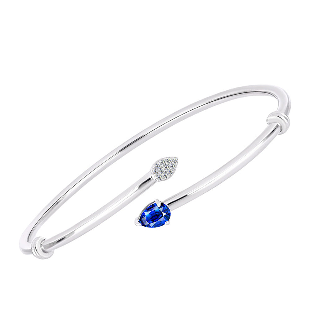 Brazalete de Plata con Zafiro Azul Australiano y Topacio Blanco