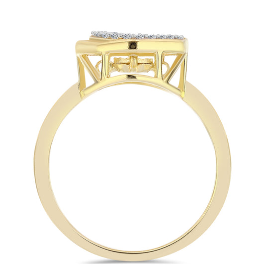 Anillo de Plata Bañada en Oro con Diamante Cognac y Topacio Blanco