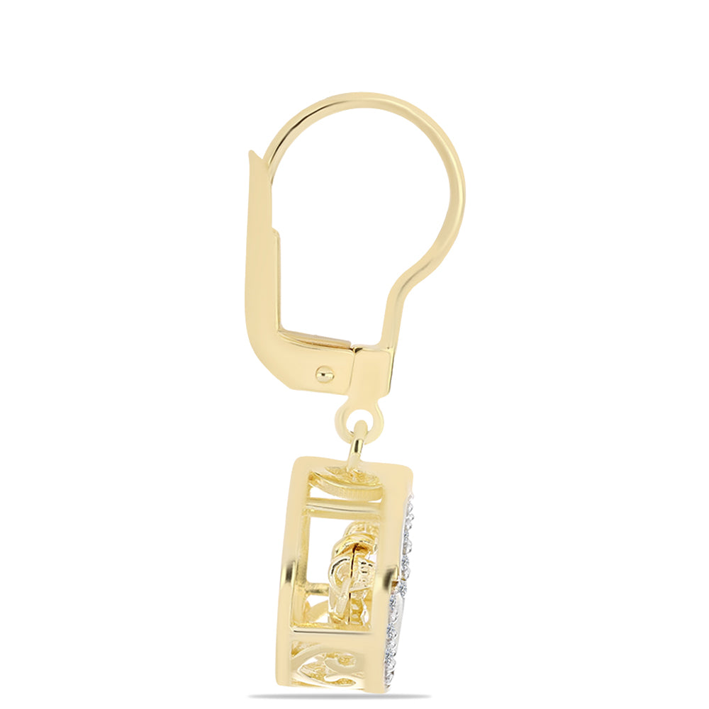 Pendientes de Plata Bañada en Oro con Diamante Cognac y Topacio Blanco