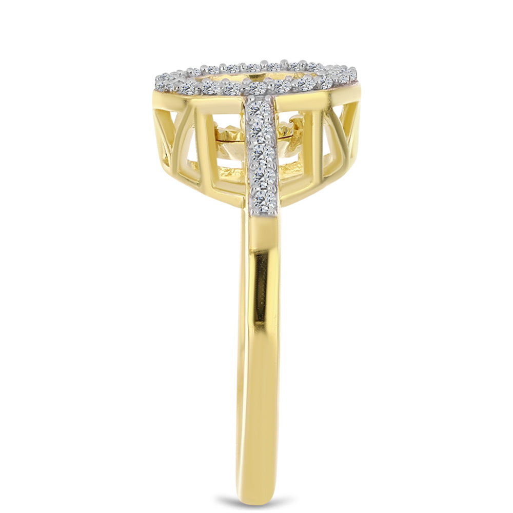 Anillo de Plata Bañada en Oro con Diamante Cognac y Topacio Blanco