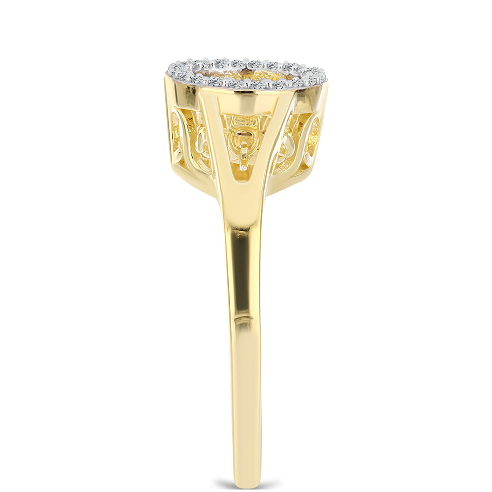 Anillo de Plata Bañada en Oro con Diamante Cognac y Topacio Blanco