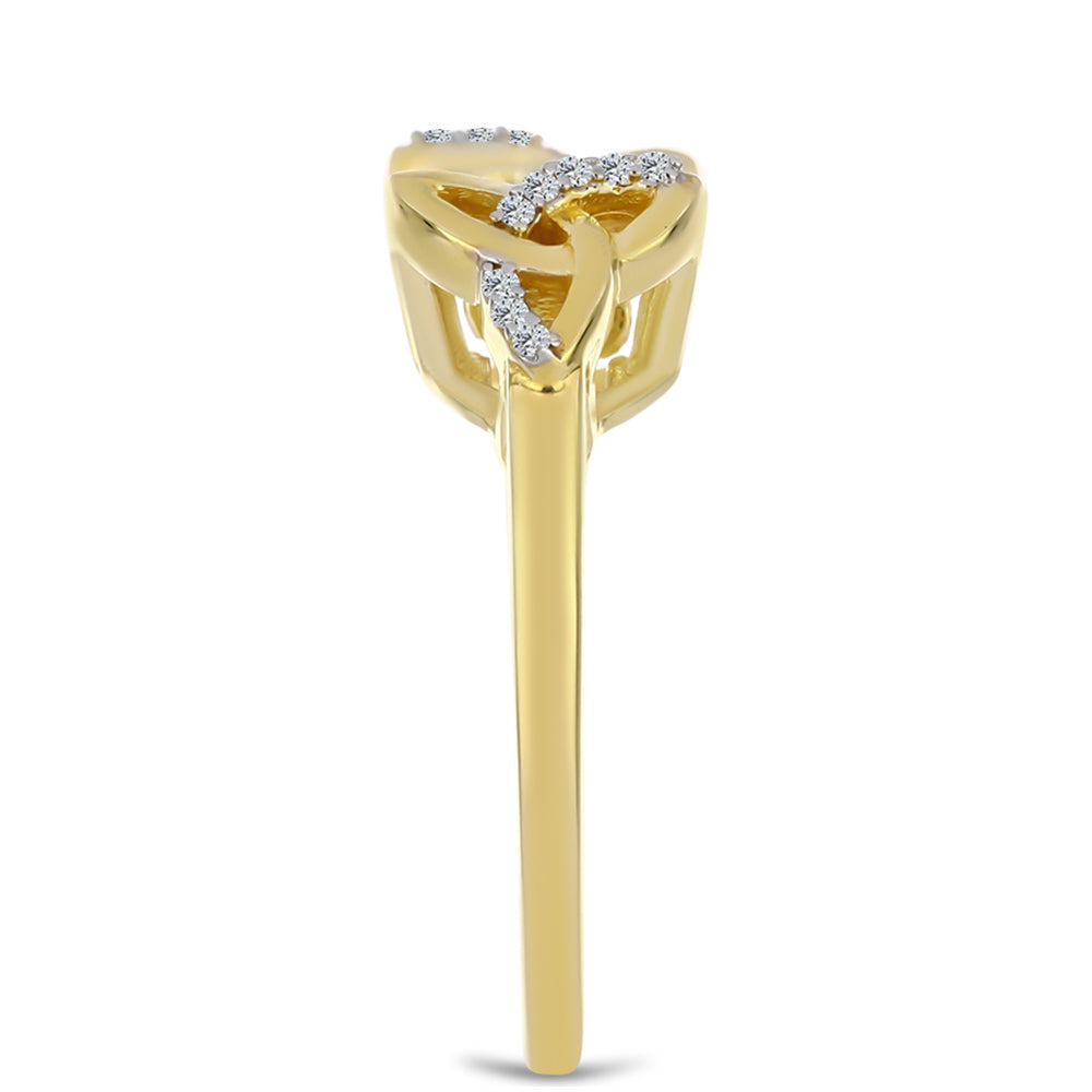 Anillo de Plata Bañada en Oro con Diamante Cognac y Topacio Blanco