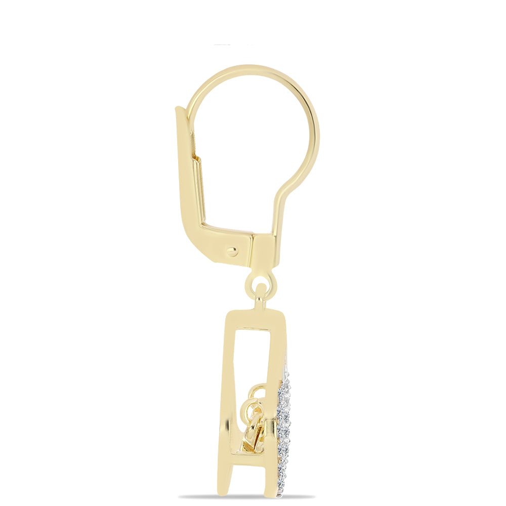 Pendientes de Plata Bañada en Oro con Diamante Cognac y Topacio Blanco