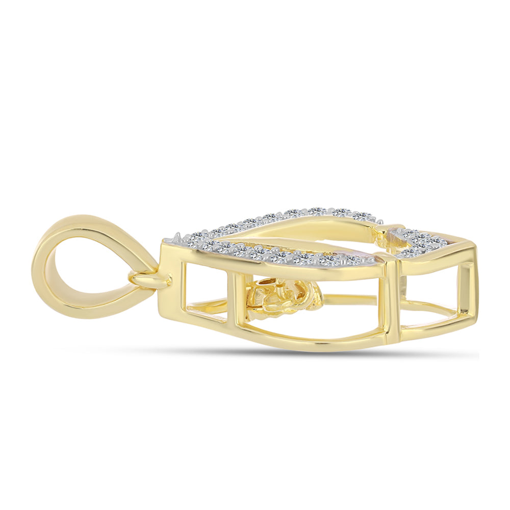 Colgante de Plata Bañada en Oro con Diamante Cognac y Topacio Blanco