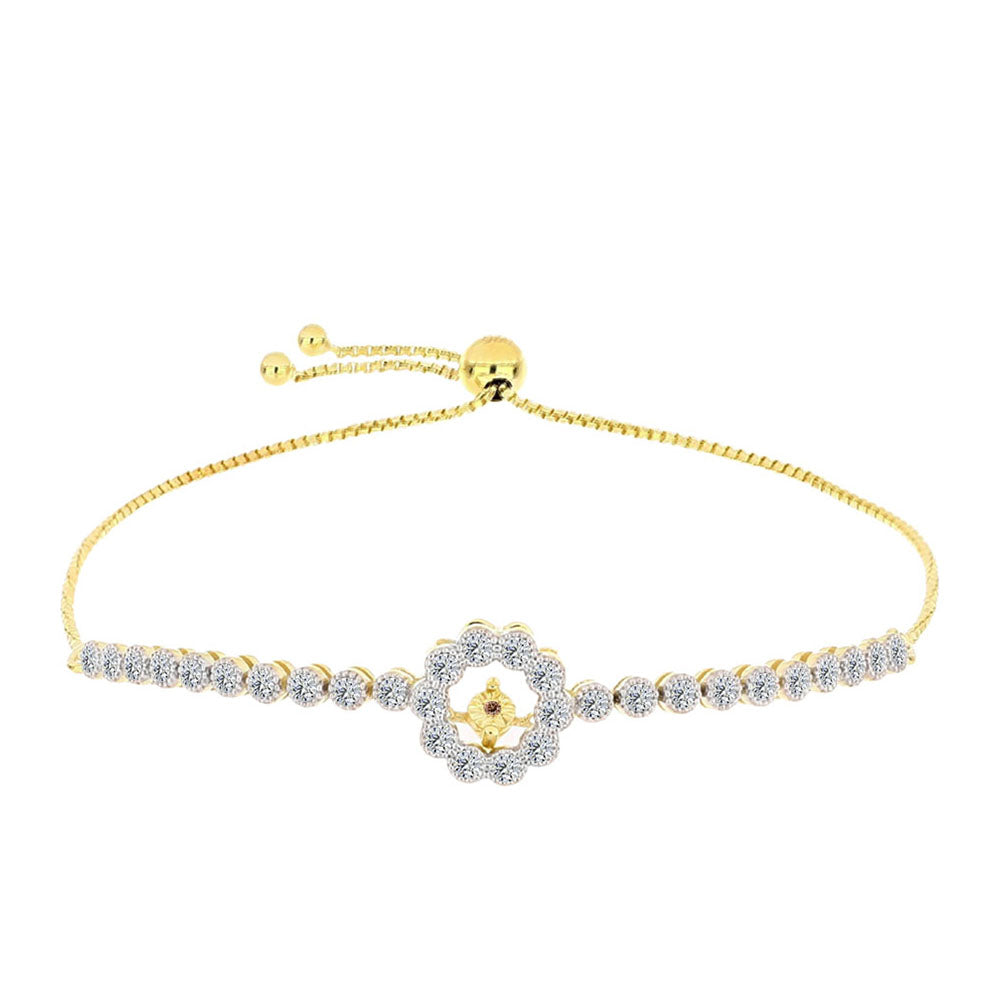 Pulsera de Plata Bañada en Oro con Diamante Cognac y Topacio Blanco