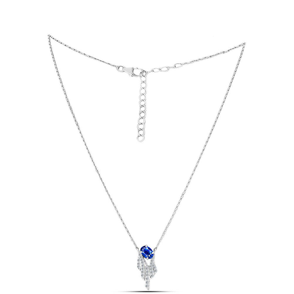 Collar de Plata con Zafiro Azul Australiano y Topacio Blanco