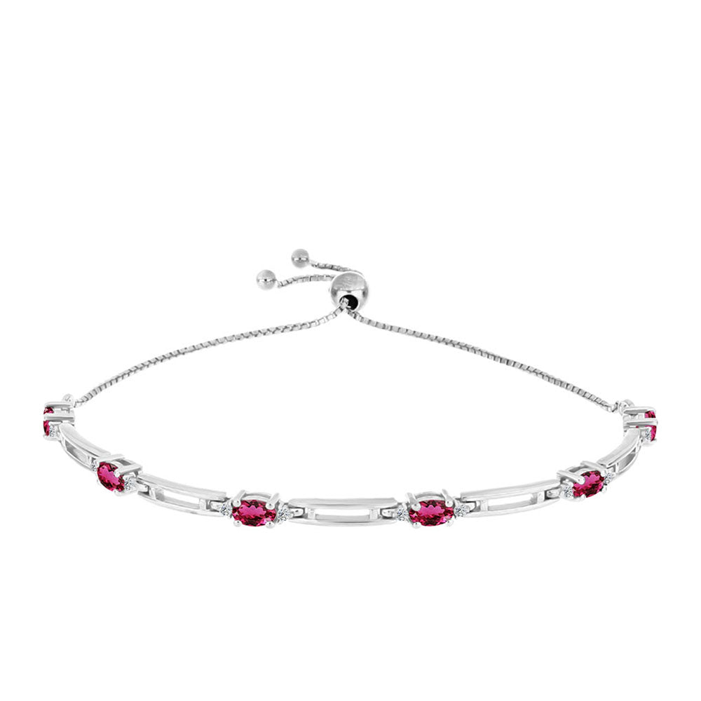 Pulsera de Plata con Rubelita de Cruzeiro y Topacio Blanco