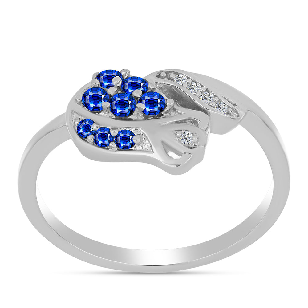 Anillo de Plata con Zafiro Azul Australiano y Topacio Blanco
