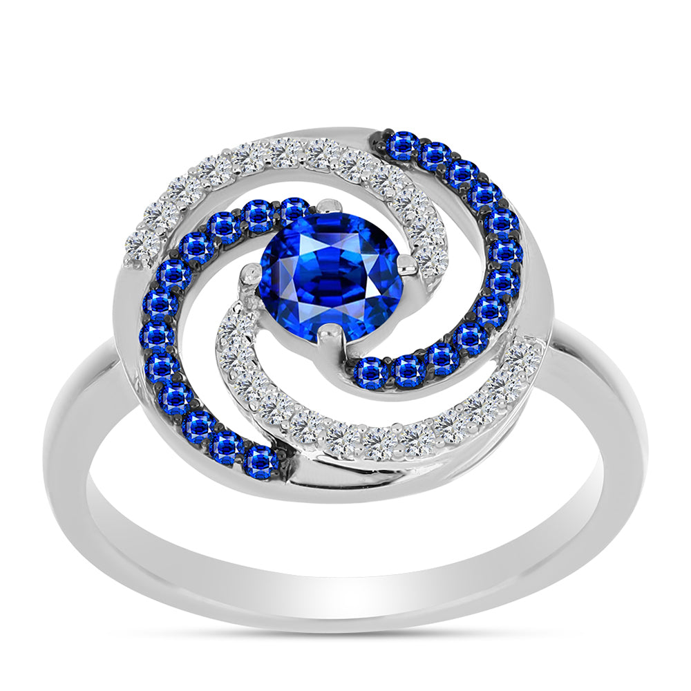 Anillo de Plata con Zafiro Azul Australiano y Topacio Blanco