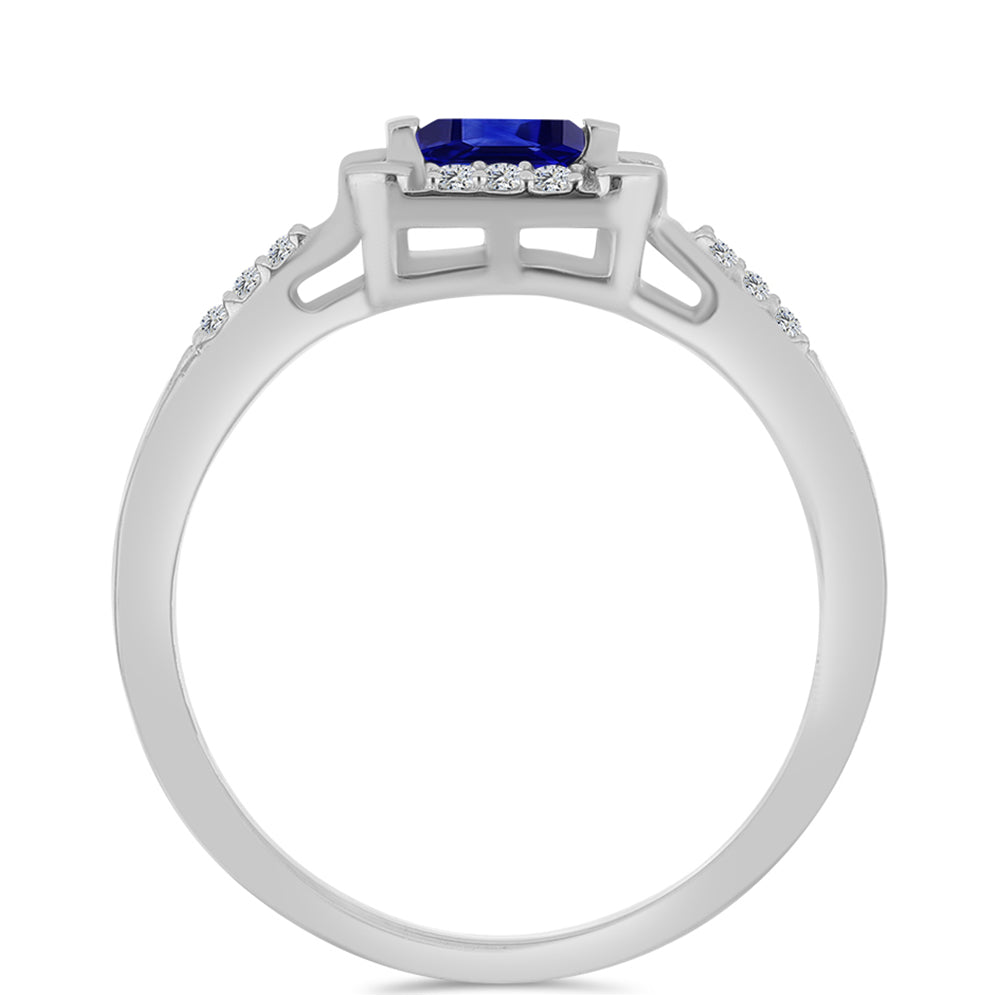 Anillo de Plata con Zafiro Azul Australiano y Topacio Blanco