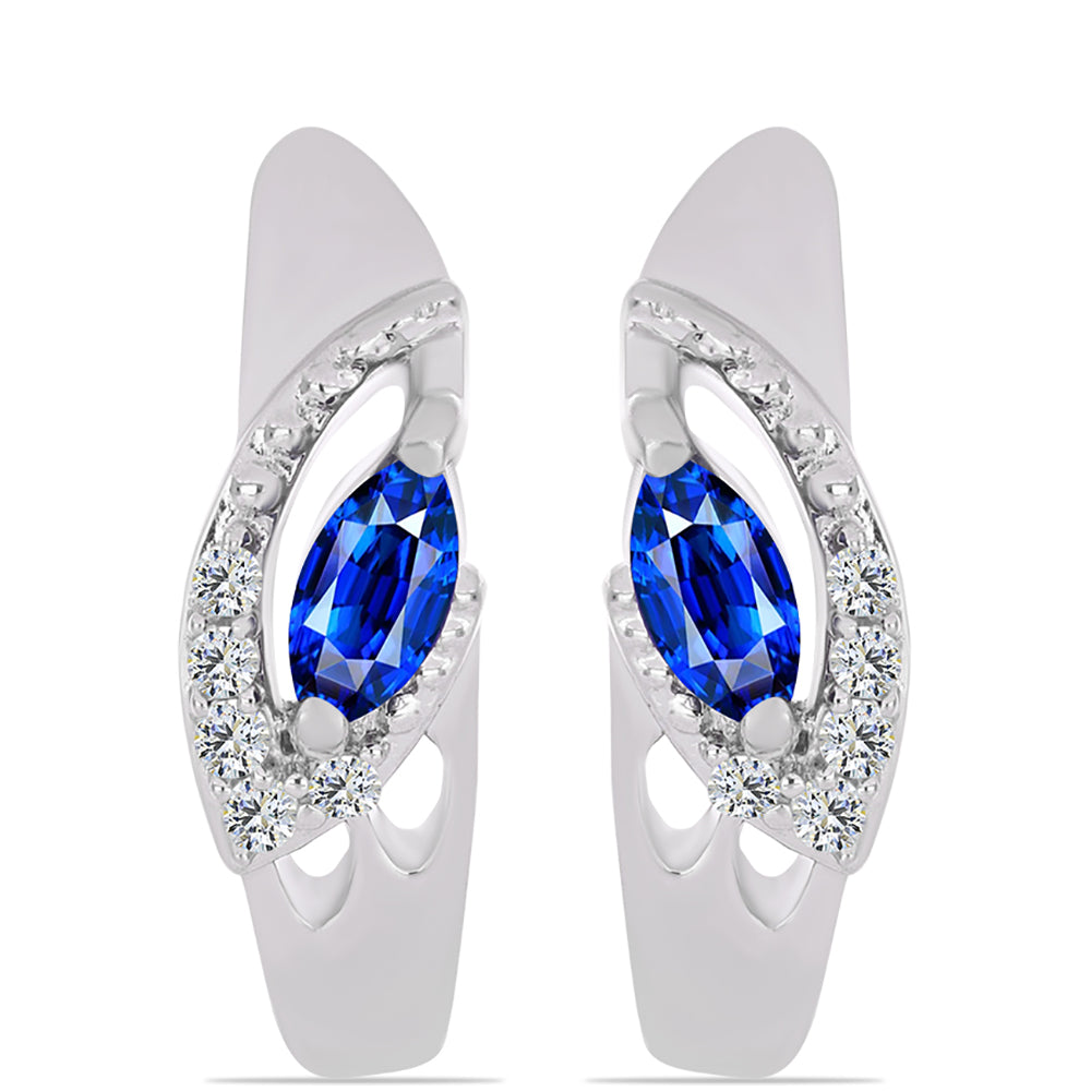 Pendientes de Plata con Zafiro Azul Australiano y Topacio Blanco