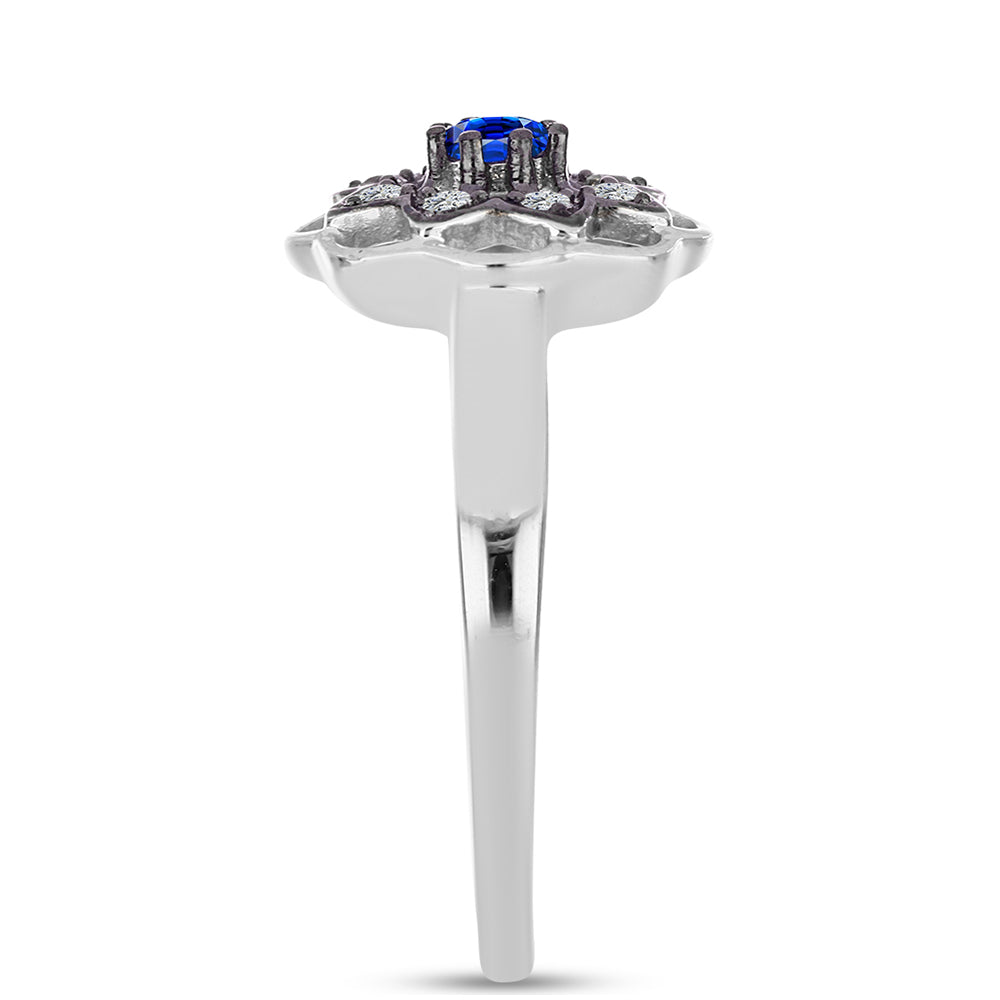 Anillo de Plata con Zafiro Azul Australiano y Topacio Blanco