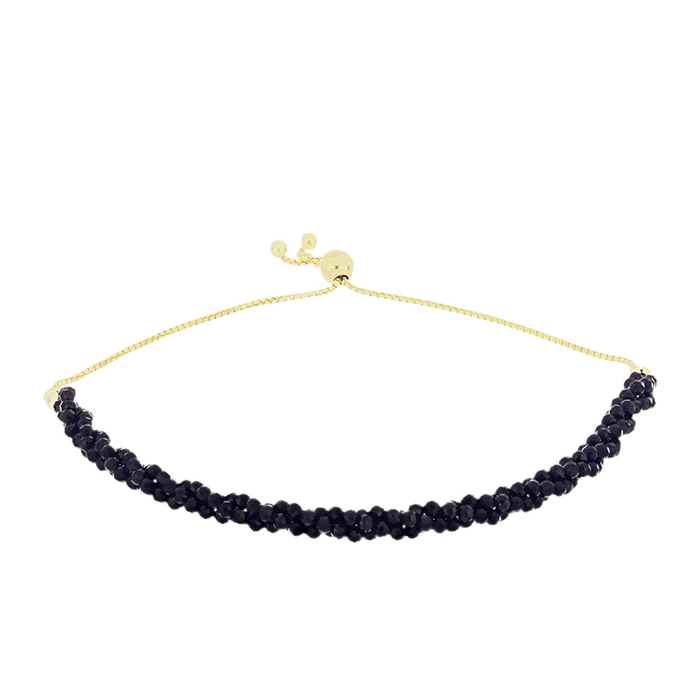 Pulsera de Plata Bañada en Oro con Ónix Negro