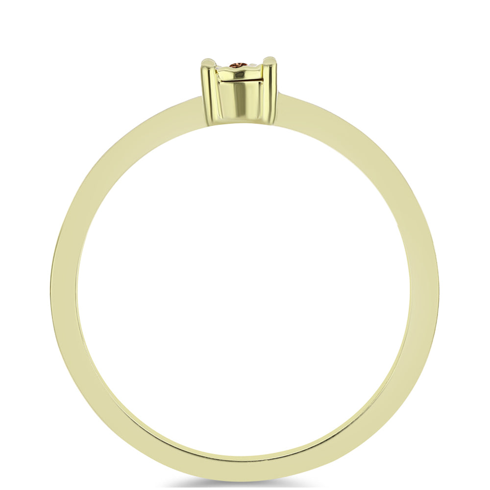 Anillo de Plata Bañada en Oro con Diamante Cognac