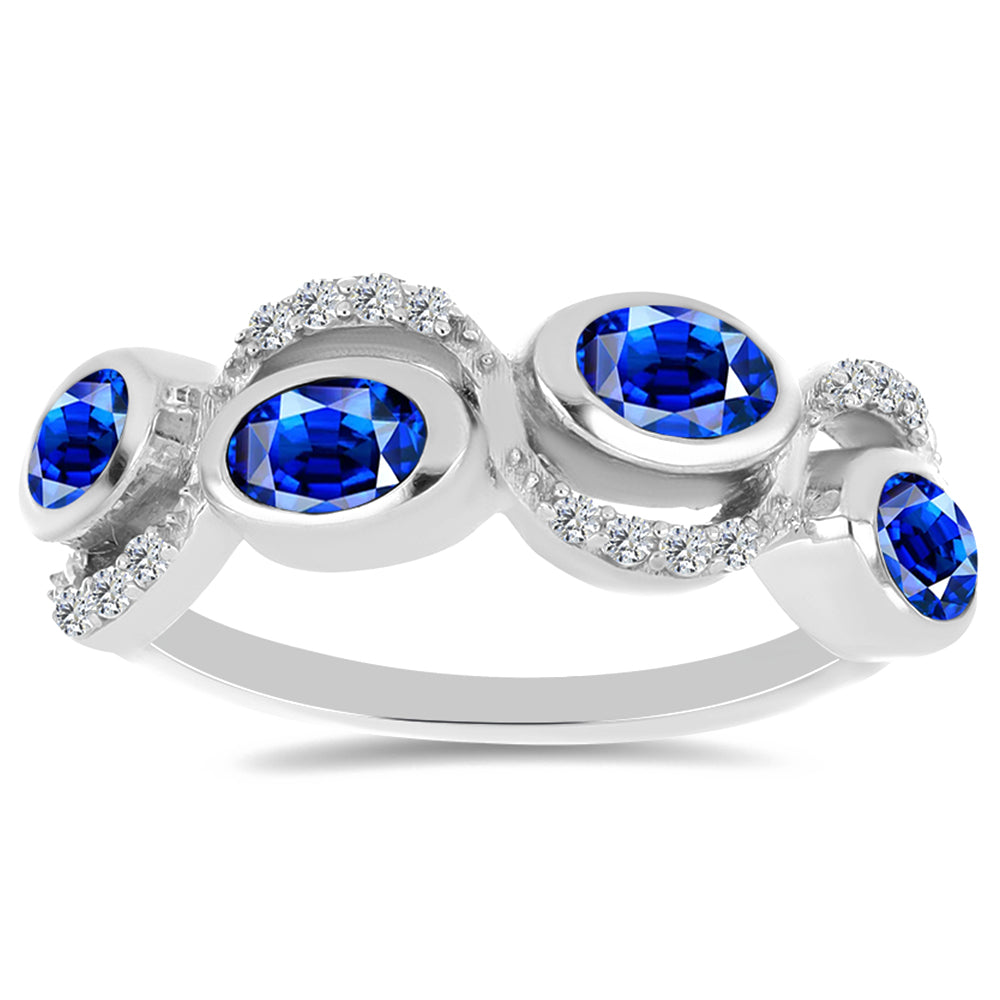 Anillo de Plata con Zafiro Azul Australiano y Topacio Blanco