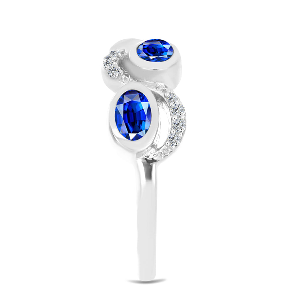 Anillo de Plata con Zafiro Azul Australiano y Topacio Blanco