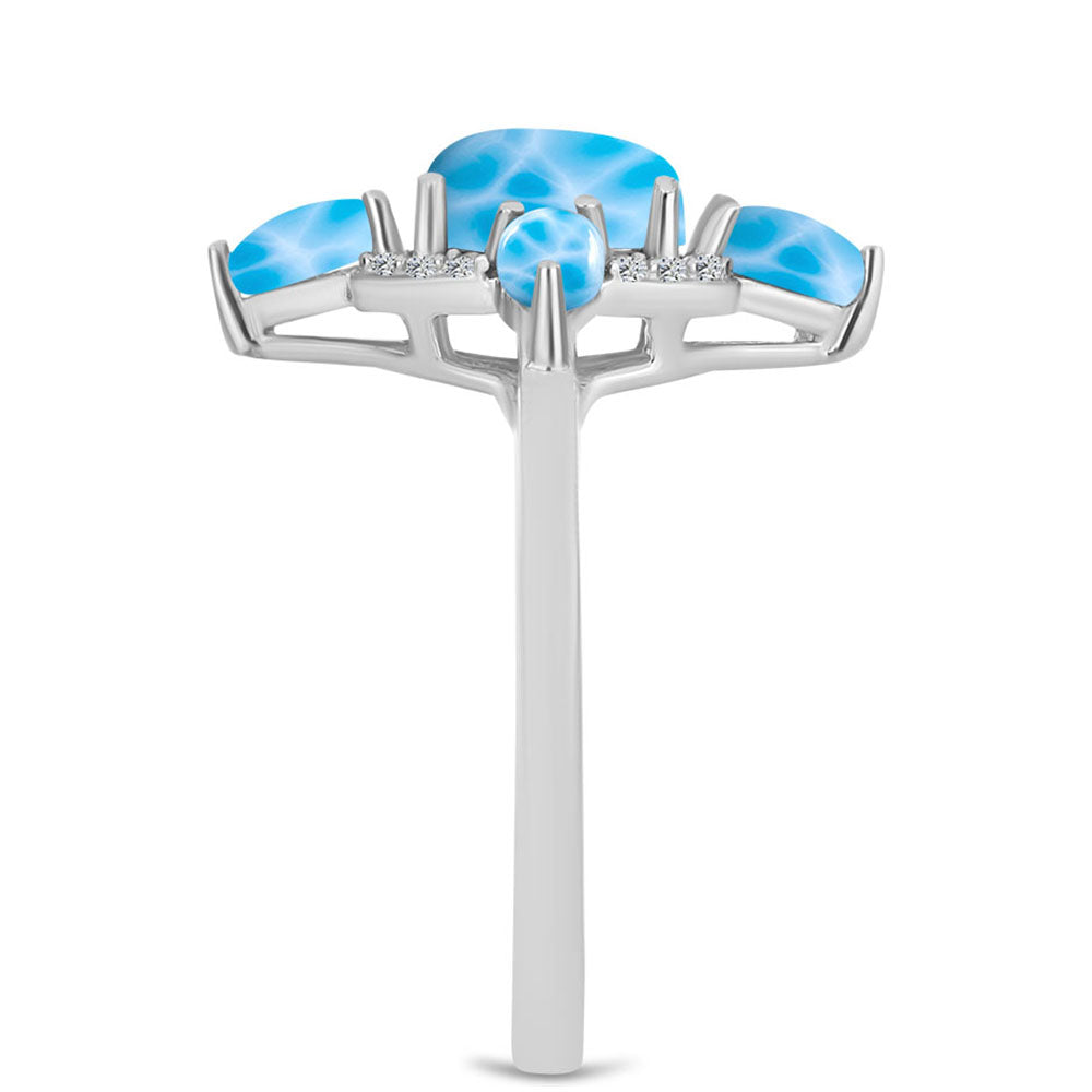 Anillo de Plata con Larimar de Barahona y Topacio Blanco