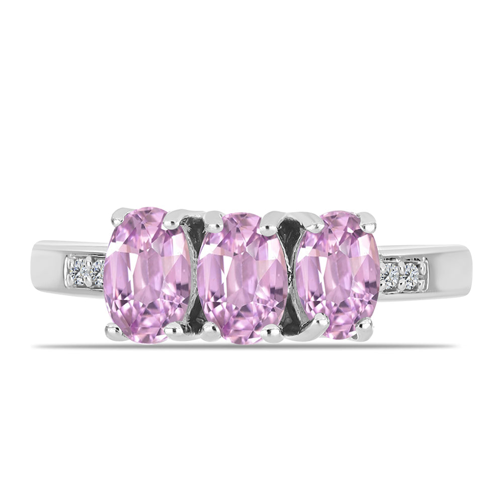 Anillo de Plata con Kunzita de Pala y Topacio Blanco