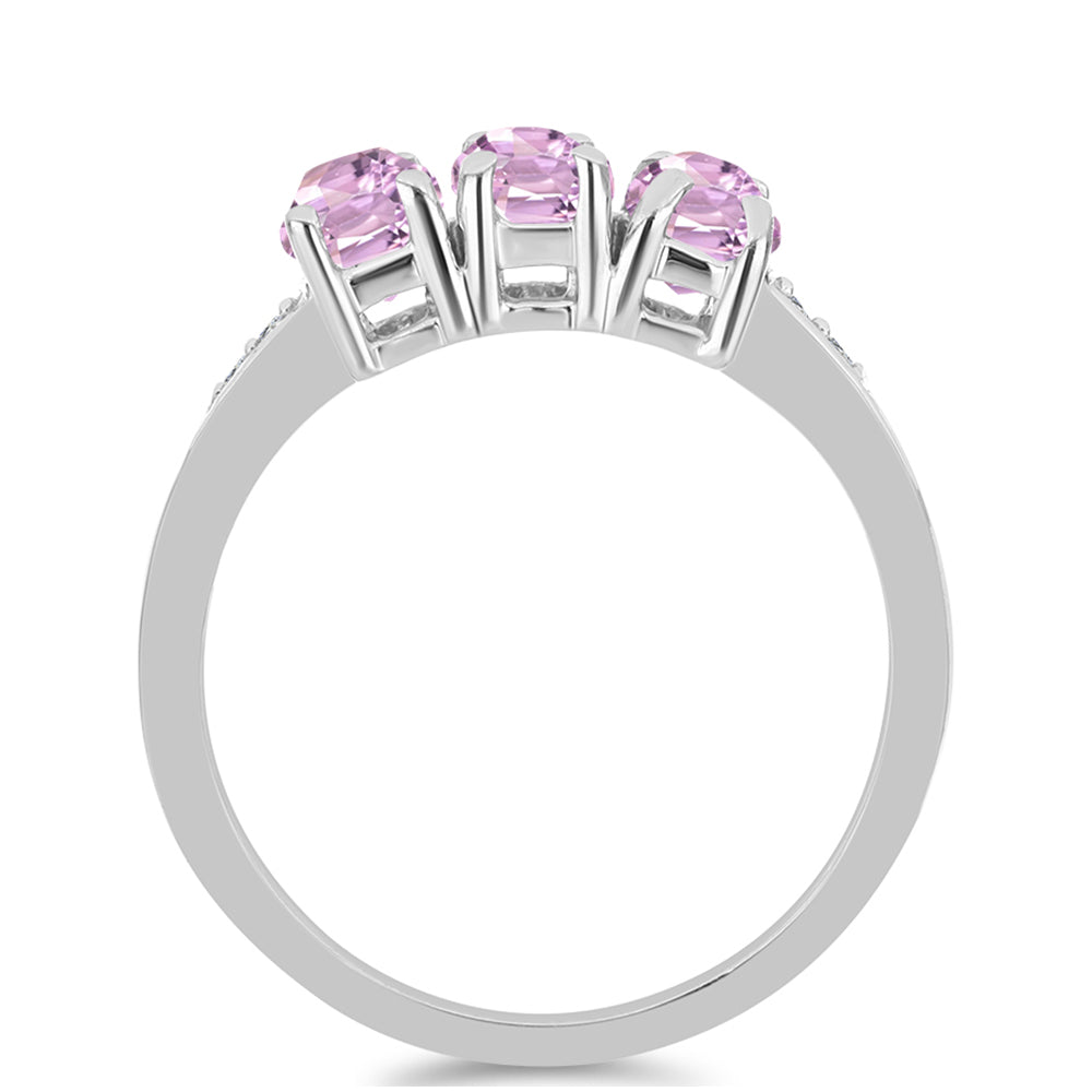 Anillo de Plata con Kunzita de Pala y Topacio Blanco